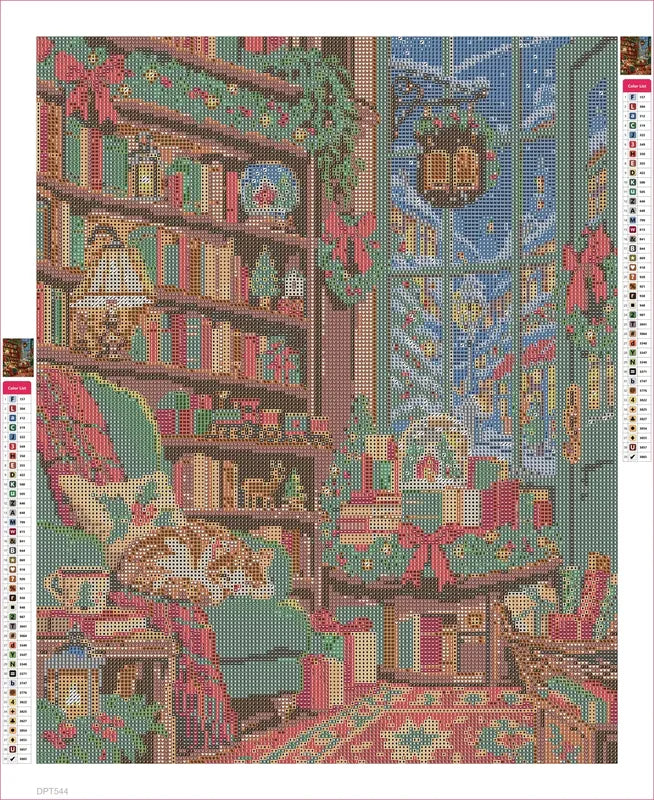 The Christmas Bookshop Window timanttimaalauksen liimapintainen canvas 40x50cm
