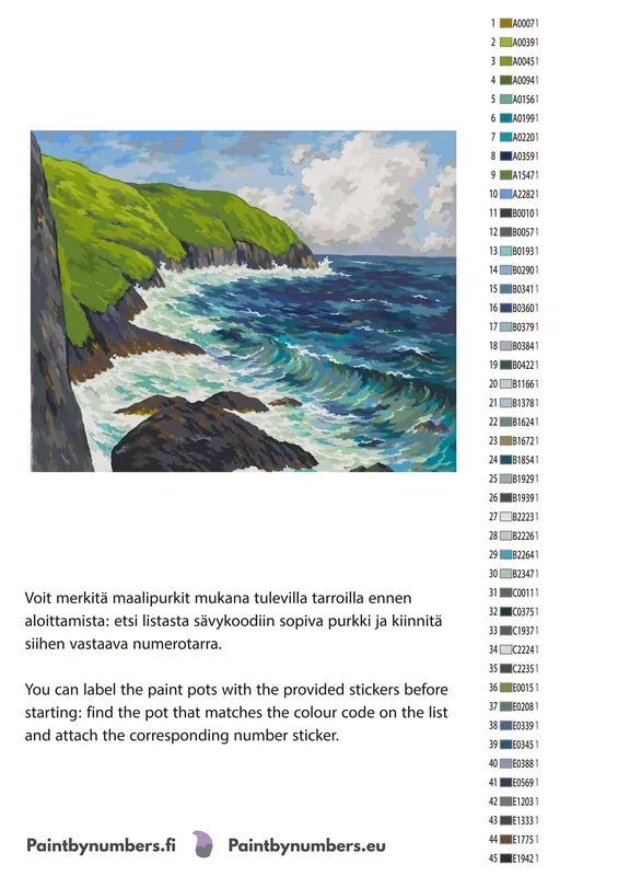 Värikartta ja ohjeet - The Cliffs at Beg-ar-Fry Saint-Jean-du-Doigt 50x40cm