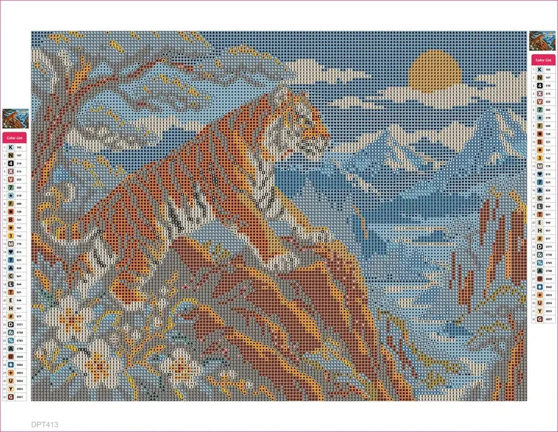 The Copper Ridge Tiger timanttimaalauksen liimapintainen canvas 40x30cm