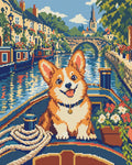 Thumbnail for The Corgi Canal Captain, 40x50 cm timanttimaalaus – lopullisen kuvion esikatselu
