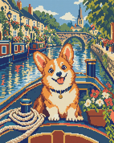 The Corgi Canal Captain, 40x50 cm timanttimaalaus – lopullisen kuvion esikatselu
