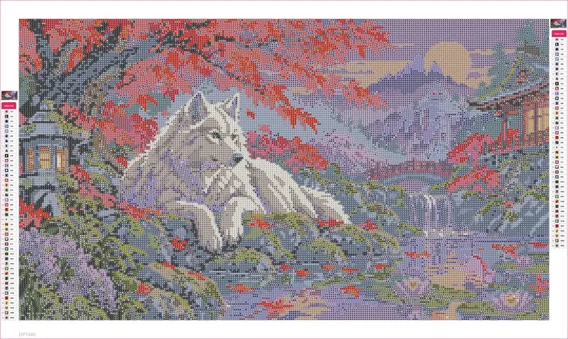 The Crimson Maple Wolf timanttimaalauksen liimapintainen canvas 70x40cm
