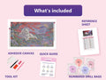 Thumbnail for The Crimson Maple Wolf 70x40cm timanttimaalauspaketin sisältö: liimapintainen canvas, värikartta, työkalut ja timanttipussit