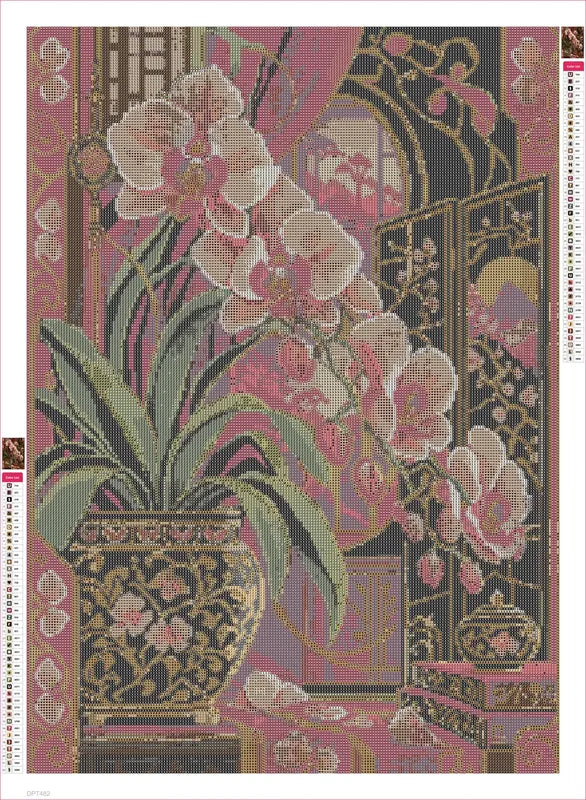 The Crimson Orchid Screen timanttimaalauksen liimapintainen canvas 50x70cm