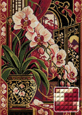 Thumbnail for The Crimson Orchid Screen, 50x70 cm timanttimaalaus – lopullisen kuvion esikatselu ja lähikuva neliönmuotoisista timanteista