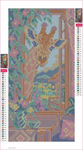 Thumbnail for The Curious Giraffe Window timanttimaalauksen liimapintainen canvas 20x40cm