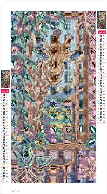 The Curious Giraffe Window timanttimaalauksen liimapintainen canvas 20x40cm