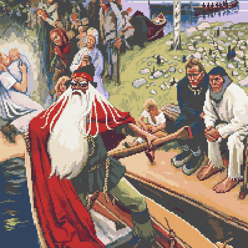 The Departure of Väinämöinen by Gallen-Kallela, 50x50 cm timanttimaalaus – lopullisen kuvion esikatselu