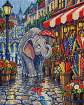 Thumbnail for The Elephant Umbrella Shop, 40x50 cm timanttimaalaus – koko kuvion esikatselu ilman lähikuvaa