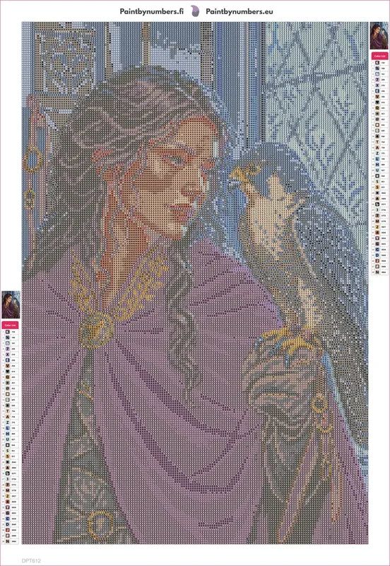 The Falconer at the Frosted Window timanttimaalauksen liimapintainen canvas 40x60cm