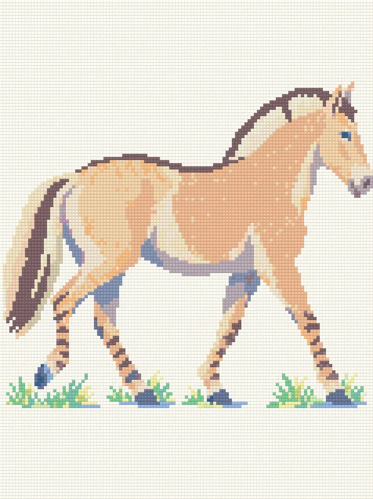 The Fjord Horse Leaves, 30x40 cm timanttimaalaus – lopullisen kuvion esikatselu
