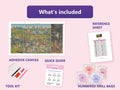 Thumbnail for the-ga 140x80cm timanttimaalauspaketin sisalto: liimapintainen canvas, varikartta, tyokalut ja timanttipussit