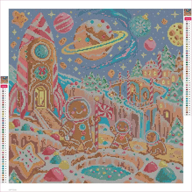 The Gingerbread Astronauts timanttimaalauksen liimapintainen canvas 50x50cm