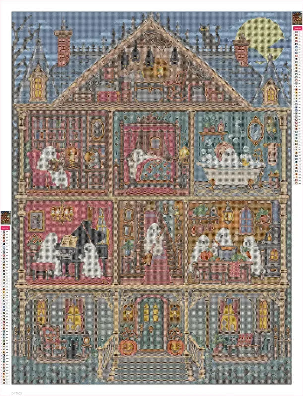 The Haunted Dollhouse Cross-Section timanttimaalauksen liimapintainen canvas 60x80cm