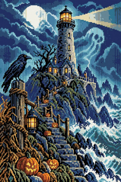 The Haunted Lighthouse Keeper, 40x60 cm timanttimaalaus – lopullisen kuvion esikatselu