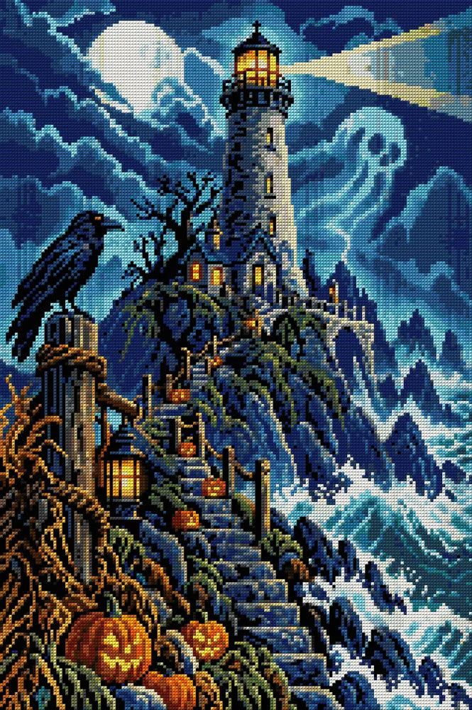 The Haunted Lighthouse Keeper, 40x60 cm timanttimaalaus – koko kuvion esikatselu ilman lähikuvaa