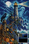 Thumbnail for The Haunted Lighthouse Keeper, 40x60 cm timanttimaalaus – lopullisen kuvion esikatselu ja lähikuva neliönmuotoisista timanteista