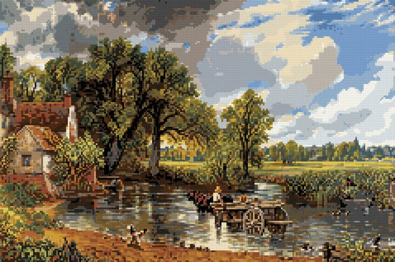 The Hay Wain by Constable, 60x40 cm timanttimaalaus – lopullisen kuvion esikatselu