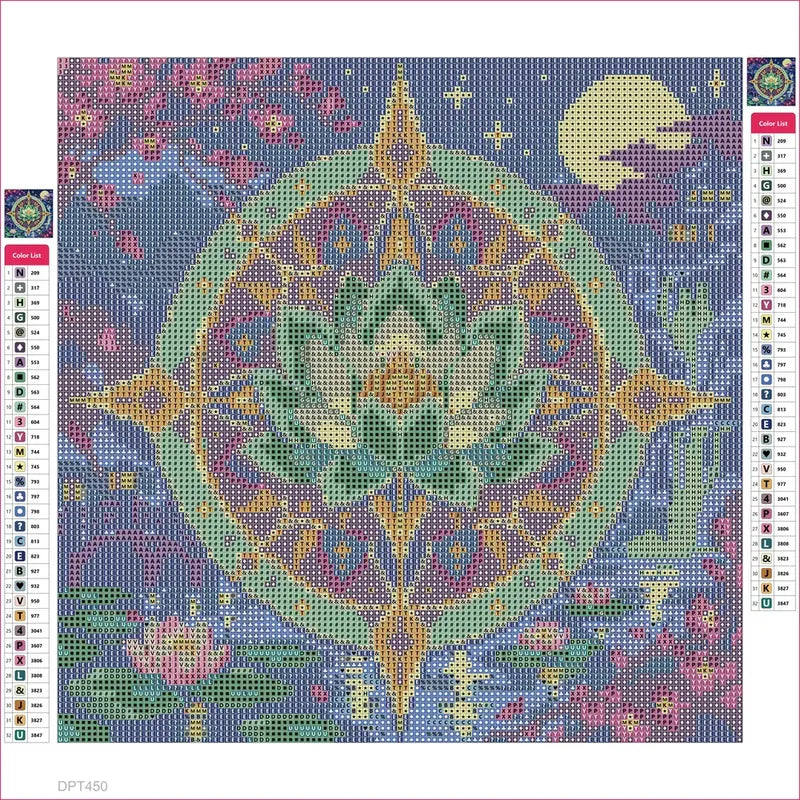 The Jade Lotus Compass timanttimaalauksen liimapintainen canvas 30x30cm