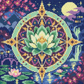 Thumbnail for The Jade Lotus Compass, 30x30 cm timanttimaalaus – lopullisen kuvion esikatselu