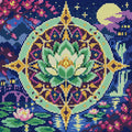 Thumbnail for The Jade Lotus Compass, 30x30 cm timanttimaalaus – koko kuvion esikatselu ilman lähikuvaa