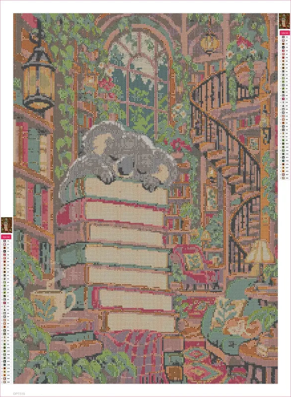 The Koala Bookshop Nap timanttimaalauksen liimapintainen canvas 50x70cm