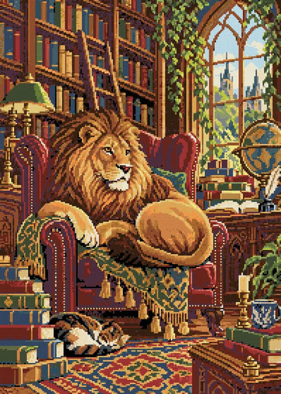 The Lions Golden Library, 50x70 cm timanttimaalaus – lopullisen kuvion esikatselu