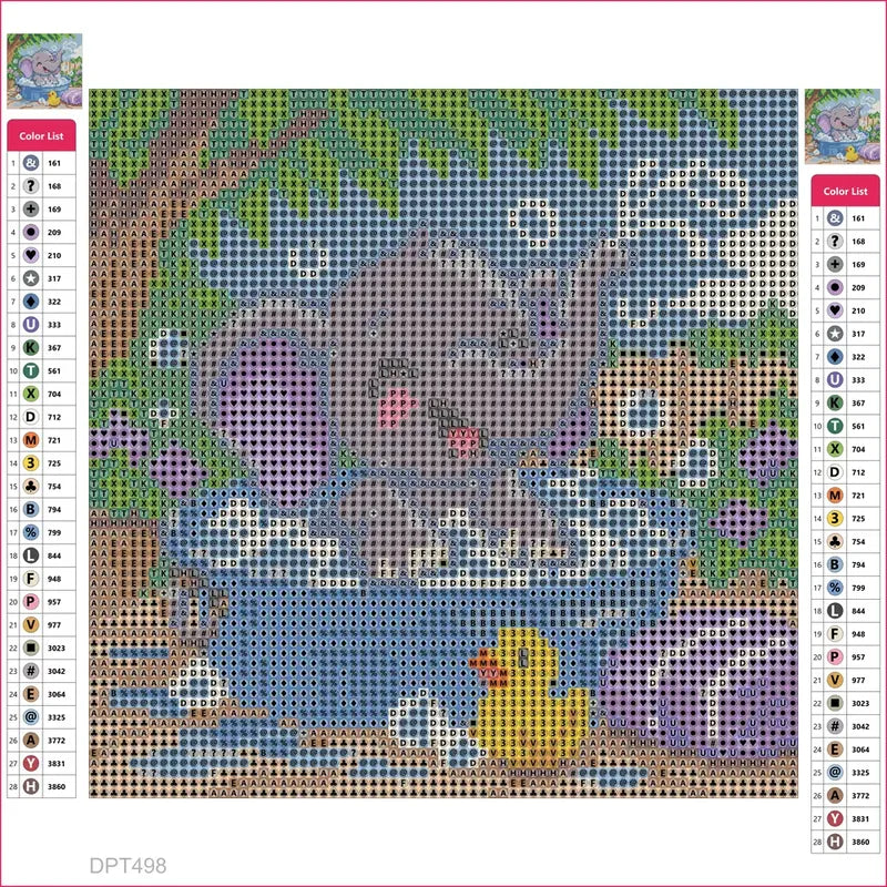 The Little Elephant Bubble Bath timanttimaalauksen liimapintainen canvas 20x20cm