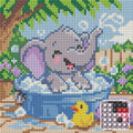 Thumbnail for The Little Elephant Bubble Bath, 20x20 cm timanttimaalaus – lopullisen kuvion esikatselu ja lähikuva pyöreistä timanteista