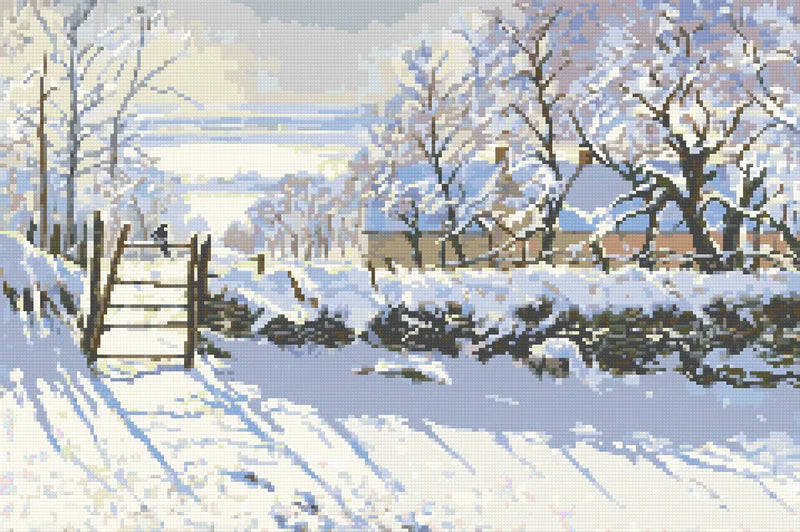 The Magpie by Monet, 60x40 cm timanttimaalaus – lopullisen kuvion esikatselu