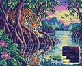 Thumbnail for The Mangrove Striped Watcher, 50x40 cm timanttimaalaus – lopullisen kuvion esikatselu ja lähikuva neliönmuotoisista timanteista