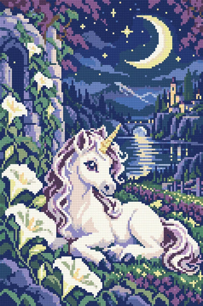The Midnight Meadow Foal, 30x45 cm timanttimaalaus – lopullisen kuvion esikatselu