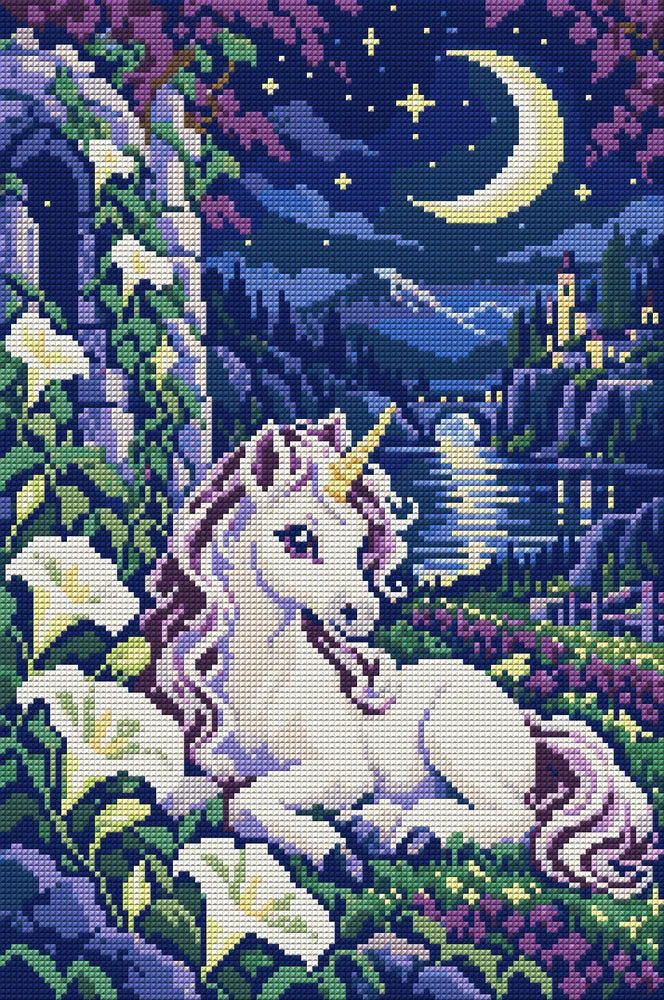 The Midnight Meadow Foal, 30x45 cm timanttimaalaus – koko kuvion esikatselu ilman lähikuvaa