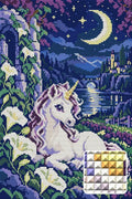 Thumbnail for The Midnight Meadow Foal, 30x45 cm timanttimaalaus – lopullisen kuvion esikatselu ja lähikuva neliönmuotoisista timanteista