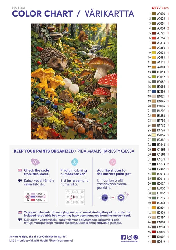 Numeromaalaus: Värikartta ja ohjeet - The Mushroom Kingdom Floor 60x80cm