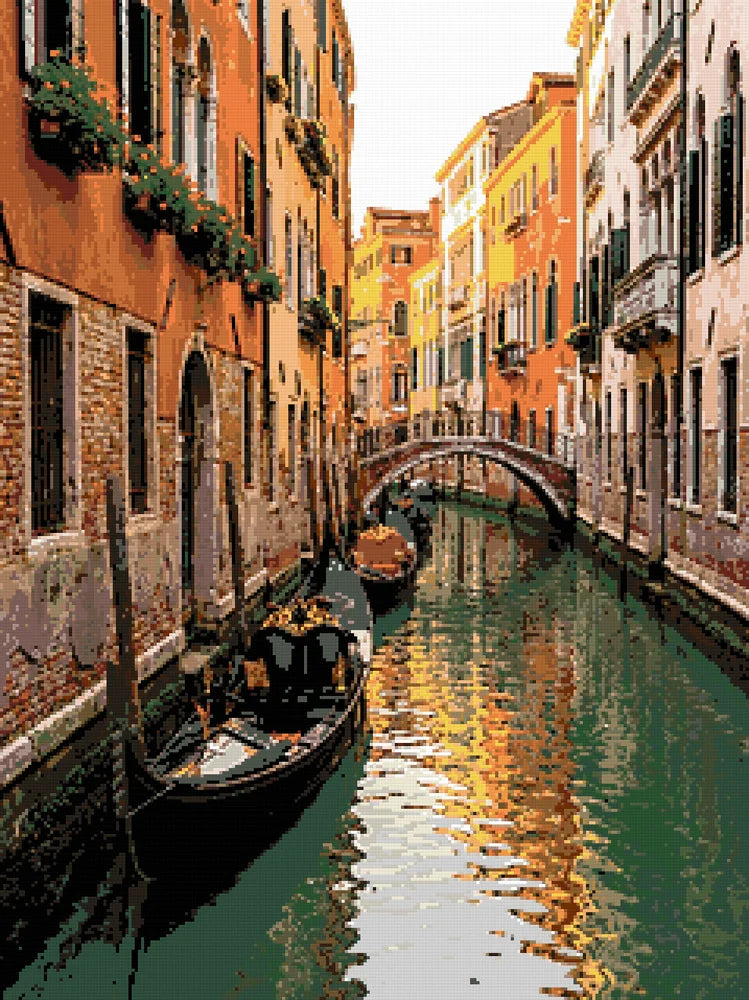 Timanttikuvio - Venice Canal Gondolas kanaalinäkymän timanttimaalaus
