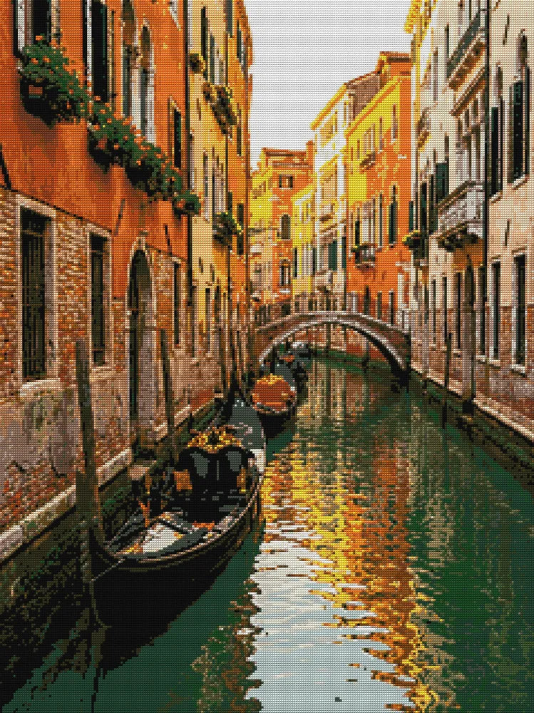 Timanttikuvio - Venice Canal Gondolas kanaalinäkymän timanttimaalaus