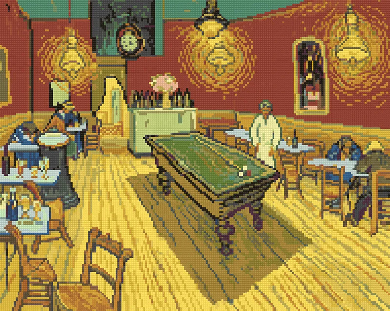 The Night Café by Van Gogh, 50x40 cm timanttimaalaus – lopullisen kuvion esikatselu