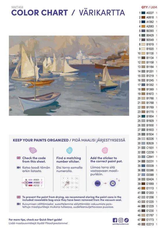 Numeromaalaus: Värikartta ja ohjeet - The Nyländska Jaktklubben Harbour in Helsinki 60x40cm