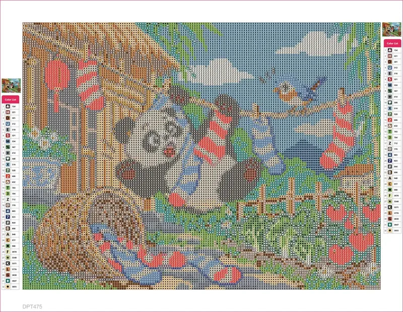 The Panda Laundry Incident timanttimaalauksen liimapintainen canvas 40x30cm