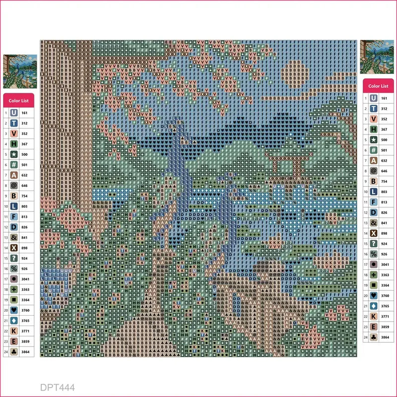 The Peacock Lily Terrace timanttimaalauksen liimapintainen canvas 20x20cm
