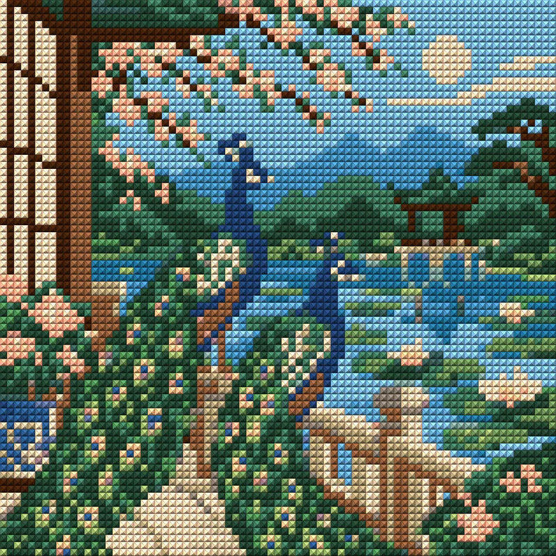 The Peacock Lily Terrace, 20x20 cm timanttimaalaus – koko kuvion esikatselu ilman lähikuvaa