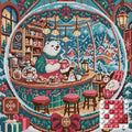 Thumbnail for The Polar Bear Snow Globe Cafe, 50x50 cm timanttimaalaus – lopullisen kuvion esikatselu ja lähikuva pyöreistä timanteista