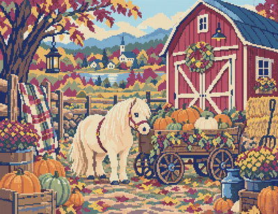 The Pony and the Pumpkin Cart, 65x50 cm timanttimaalaus – lopullisen kuvion esikatselu