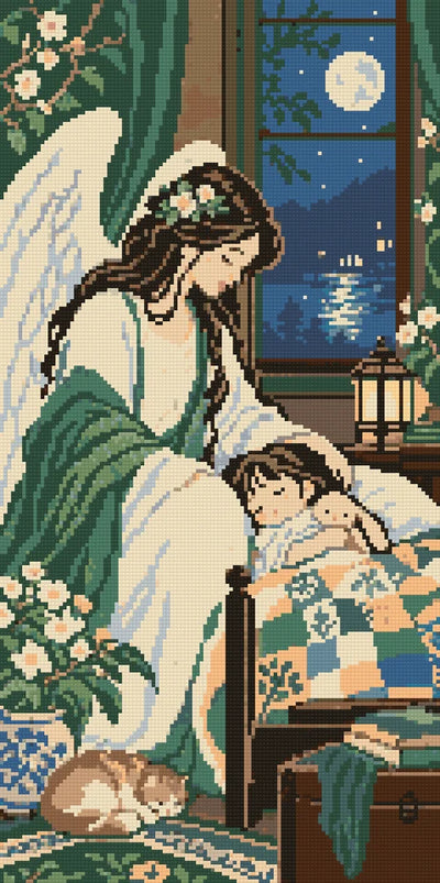 The Quiet Bedside Wing, 30x60 cm timanttimaalaus – lopullisen kuvion esikatselu