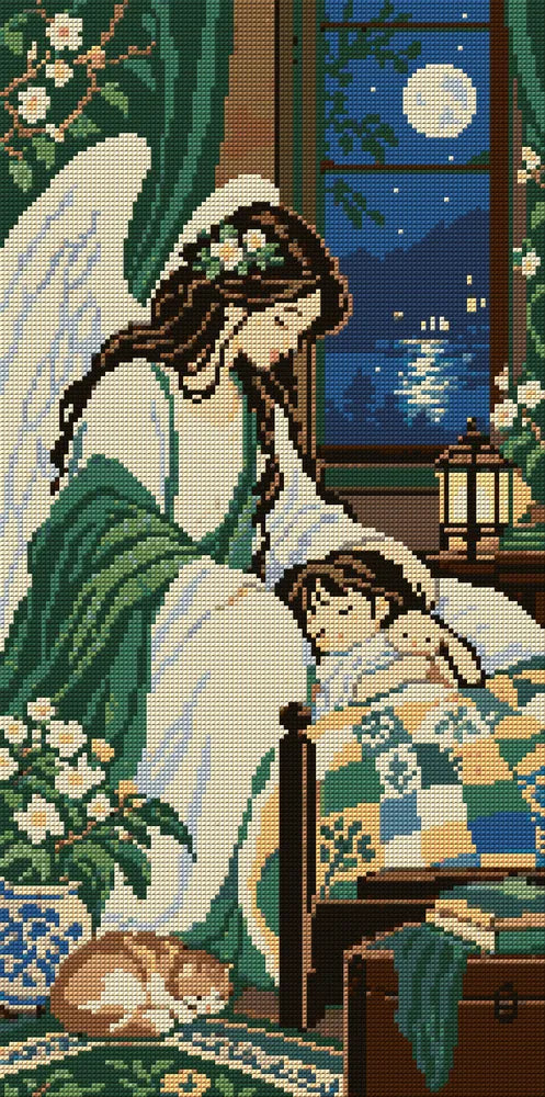 The Quiet Bedside Wing, 30x60 cm timanttimaalaus – koko kuvion esikatselu ilman lähikuvaa