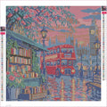 Thumbnail for The Red Bus at the Book Stall timanttimaalauksen liimapintainen canvas 40x40cm