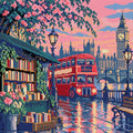Thumbnail for The Red Bus at the Book Stall, 40x40 cm timanttimaalaus – lopullisen kuvion esikatselu