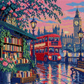 Thumbnail for The Red Bus at the Book Stall, 40x40 cm timanttimaalaus – koko kuvion esikatselu ilman lähikuvaa