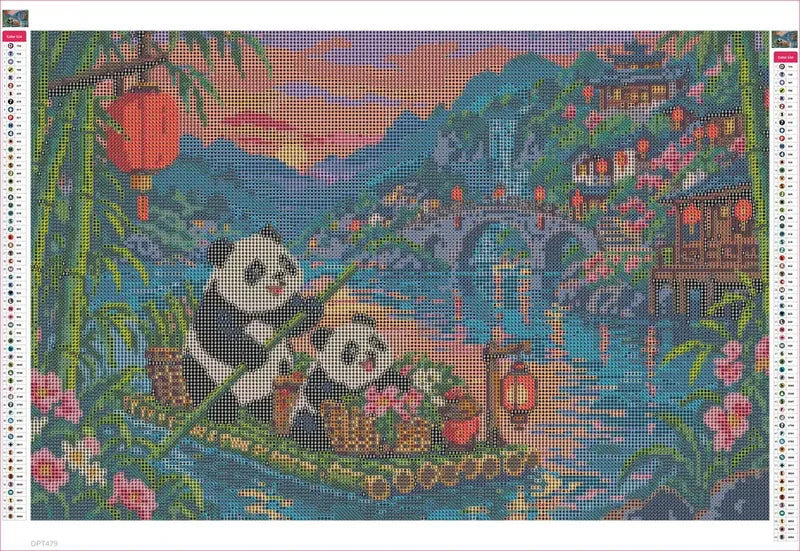 The Red Lantern Bamboo Ferry timanttimaalauksen liimapintainen canvas 60x40cm